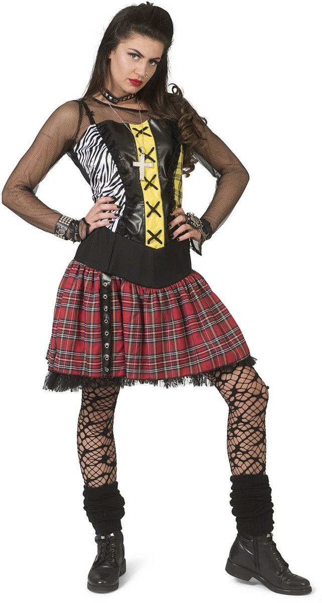 Punk & Rock Kostuum | Luidruchtige Punk Nancy | Vrouw | Maat 36-38 | Carnaval kostuum | Verkleedkleding